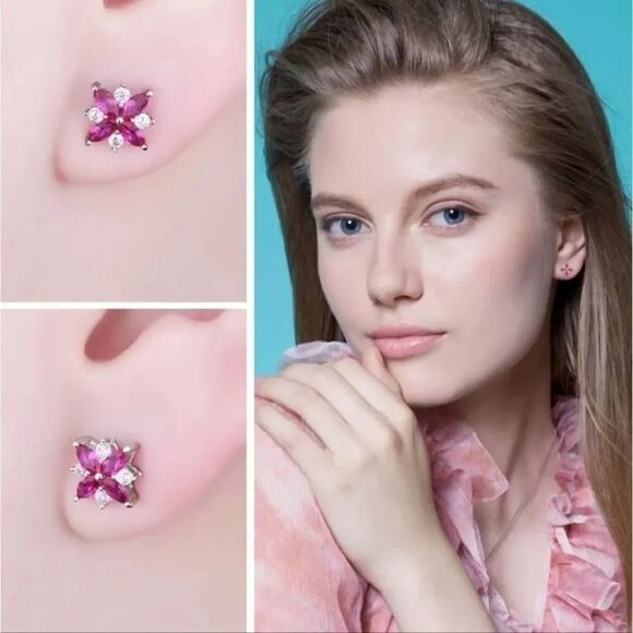 1.14ct Pink Ruby Luxury Stud Earrings - Picture 12 of 13